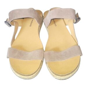 Lucky Brand Gadine Leather Upper Women's Taupe Suede Sandals Sz 9 1/2 M/41